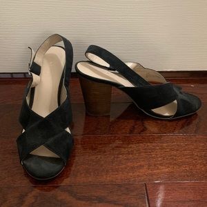 Nine West black and brown heeled sandals